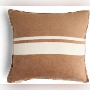 Preston Lane Highrise Throw Pillow 21x21 Camel White Stripe Neutral New